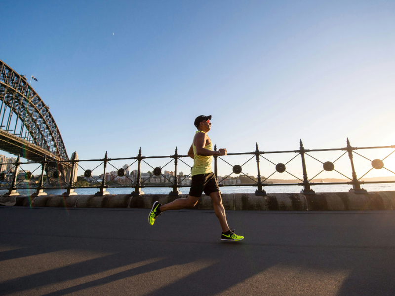 Person doing light cardio workout as part of morning exercises