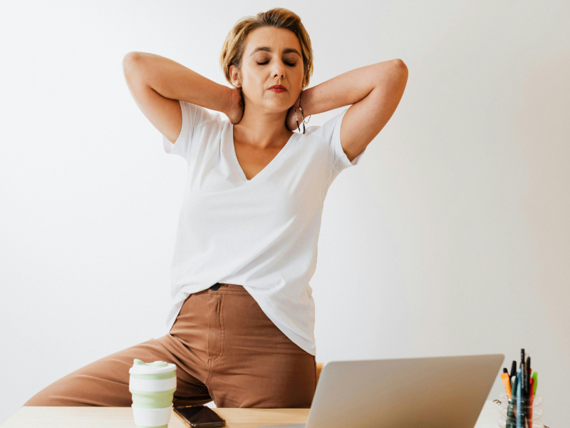 Desk stretches during work to stay active throughout the day