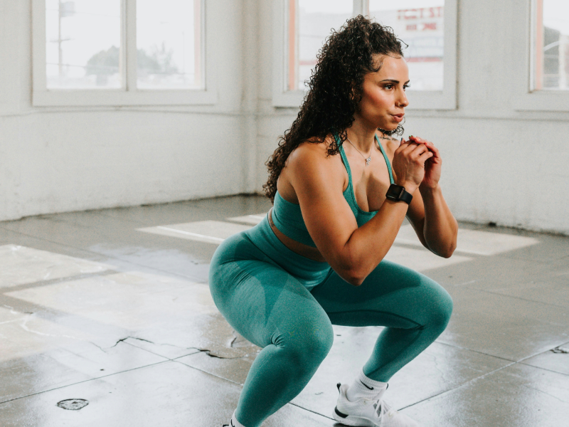 Beginner doing home bodyweight strength exercises